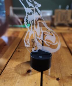 Wolf 3D Birthday Gift Illusion Night Light Beside Table Lamp, Gawell 16 Color Changing Touch Switch Decoration Lamps with Acrylic Flat & ABS Base & USB Cable & Remote Control Wolf Lover Theme Toy 43 61GjkdMCsGL