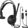 NUROUM Wired Headset, Single-Ear (Mono) Headphones with Noise Canceling Microphone, On Ear Computer Headset with in-line Control, USB/Type-C, PC Headset for Home Office Online Class Skype Zoom Single-Ear(USB Control) 49 61GkIaABjL