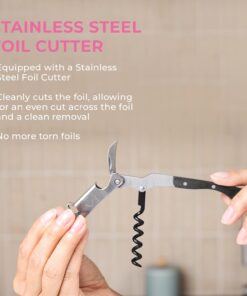 Pocket Prestige Waiters Corkscrew By Coutale Sommelier - Blackwood - French Patented Spring-Loaded Double Lever Wine Bottle Opener for Bartenders and Gifts - Sharp Micro-Serrated Knife 23 61Gm 3u1DpL