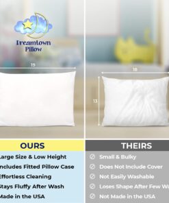 Dreamtown Kids Toddler Pillow & Pillowcase, Hypoallergenic, Plush, Made in USA, Ideal for Crib, Bed & Travel. Soft & Breathable for Safe, Cozy Sleep. Perfect for Boys and Girls - Ages 2+, Butterfly Butterfly’s 16 61GoxzuwTFS 1