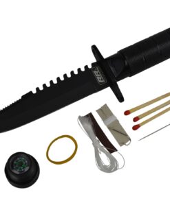 Rogue River Tactical Hunting Knife Serrated Blade 8.5 Inch Survival Knife Heavy Duty Black with Kit & Sheath Camping Fishing Matches Fish hooks Needles Compass 7 61GsXHCf7XL