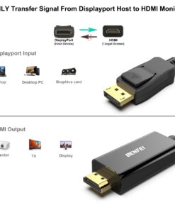Alternative view of BENFEI DisplayPort to HDMI 1.8M Cable, 2 Pack DP Display Port to HDMI HDTV 1080P Adapter Male to Male Converter Gold-Plated Cord for Lenovo, Dell, HP, Asus and Other Brand 6 Feet Black