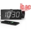 Projection Digital Alarm Clock for Ceiling,Wall,Bedroom - FM Radio,7” Large Number & 5 Dimmers,350°Projector,USB Charger,Sleep Timer,Plug in & Battery Backup,Loud Dual Alarm Clock for Heavy Sleepers White Display Number,red Projection Number 48 61Gt1TuqEBL