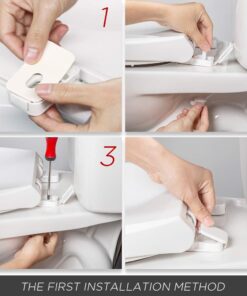 WSSROGY Elongated Toilet Seat with Lid, Quiet Close, Fits Standard Elongated or Oblong Toilets, Slow Close Seat and Cover, Oval, White 26 61GuGV9f06L