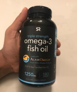 Sports Research Triple Strength Omega 3 Fish Oil - Burpless Fish Oil Supplement w/EPA & DHA Fatty Acids from Single-Source Wild Alaskan Pollock - 1250 mg, 180 ct 180 Count (Pack of 1) 46 61GuwXMbHZL 1