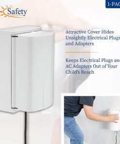 Safety Innovations Twin Door Baby Safety Outlet Cover Box for Babyproofing Outlets - More Interior Space for Extra Large Electrical Plugs and Adapters - Easy to Install - Easy to Use, (1-Pack) 25 61GykANgOL