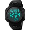 CakCity Mens Digital Sports Watch LED Screen Large Face Military Watches for Men Waterproof Casual Luminous Stopwatch Alarm Simple Army Watch Black