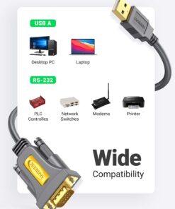 UGREEN USB to Serial Adapter, Serial to USB Adapter DB9 Male 9 Pin with PL2303 Chipset, PVC Jacket, RS232 to USB Cable for Windows 11 10 8.1 8 7 XP Vista, Mac OS, Linux, 3FT 18 61H TQQbgwL