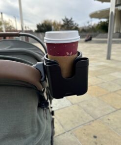 Accmor Stroller Cup Holder with Phone Holder, Bike Cup Holder, Cup Holder for Uppababy Stroller, 2-in-1 Universal Cup Phone Holder for Stroller, Bike, Wheelchair, Walker, Scooter, Black A-Black 31 61H11wsQldL