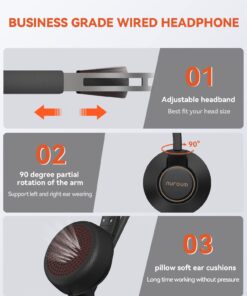 NUROUM Wired Headset, Single-Ear (Mono) Headphones with Noise Canceling Microphone, On Ear Computer Headset with in-line Control, USB/Type-C, PC Headset for Home Office Online Class Skype Zoom Single-Ear(USB Control) 17 61H4H0cCM0L