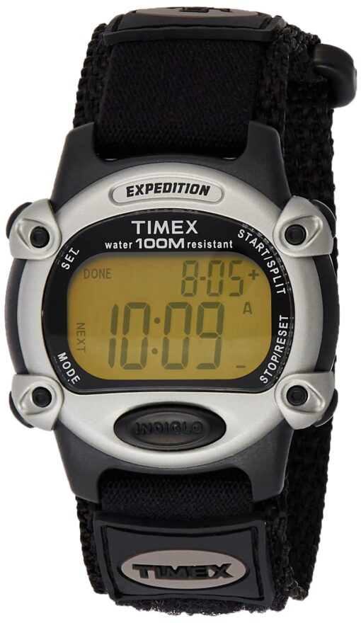 Timex Men's T48042 Expedition Full-Size Digital CAT Black/Silver-Tone Fast Wrap