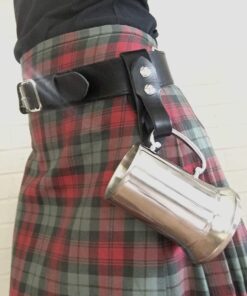 Alternative view of Black Leather Tankard Strap for Belt Renaissance Festival Beer Mug Holder Fits on Wide Belts USA Made