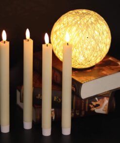 GenSwin Flameless Ivory Taper Candles Flickering with 10-Key Remote, Battery Operated Led Warm 3D Wick Light Window Candles Real Wax Pack of 6, Christmas Home Wedding Decor(0.78 X 9.64 Inch) A-6 Ivory 19 61H8k85nBKL
