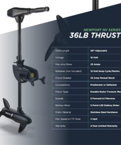 Newport NV-Series Thrust Saltwater Transom Mounted Trolling Electric Trolling Motor w/LED Battery Indicator 36lb Thrust 18 61HDA9sHBrL