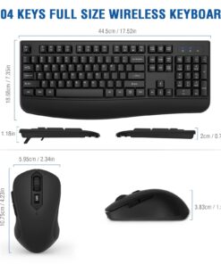 Wireless Keyboard and Mouse Combo, EDJO 2.4G Full-Sized Ergonomic Computer Keyboard with Wrist Rest and 3 Level DPI Adjustable Wireless Mouse for Windows, Mac OS Desktop/Laptop/PC black 28 61HGjIHc3OL