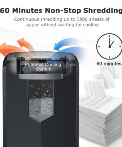 Bonsaii Paper Shredder, 18-Sheet 60-Minutes Paper Shredder for Office Heavy Duty Cross-Cut Shredder with 6 Gallon Pullout Basket & 4 Casters (C149-C) 1 8 Sheet Cross Cut 24 61HHEg9YYfL