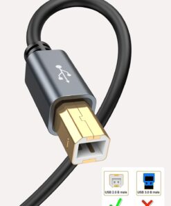 CableCreation Long USB Printer Cable 10 Feet, USB 2.0 Printer Cable to Computer, USB A to B Printer Cord for HP, Brother, Epson, Canon, Piano, Dac, Aluminum Case, Space Gray 3m 10FT 1 20 61HJoiIu0AL