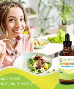 LiviaOne Daily Liquid Probiotics, USDA-Certified Organic Probiotics, Allergen- and Gluten-Free Vegan Probiotic for Women and Men, Non-GMO and Raw, 4 Fl Oz (Pack of 1) Unflavored 4 Fl Oz (Pack of 1) 7 61HLN7oy8IL