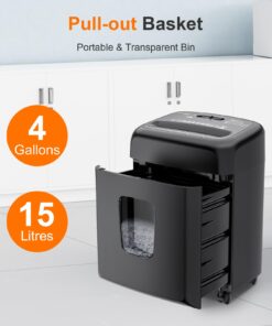 Bonsaii 8 Sheet High Security Micro Cut Paper Shredder with 4 Gallon Pullout Basket, Credit Cards/Mail/Staples/Clips Shredder for Home Office Use (C206-G) 8 Sheet-5 Mins 11 61HODyCDGWL