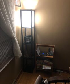 Brightech Maxwell - Modern Shelf Floor Lamp with Shade and LED Bulb Corner Display Lamps Shelves for Living Room, Bedroom Office Black Classic Black 36 61HVdlR37zL