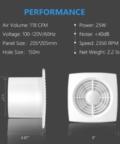 Alternative view of Hon&Guan 6'' Home Ventilation Fan Bathroom Garage Exhaust Fan Ceiling and Wall Mount Exhaust Fan for Kitchen/Bathroom, Super Silent, Strong Exhaust (High CFM) 150D HGA-D