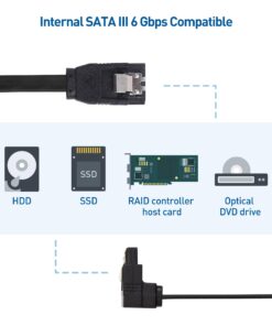 Cable Matters 3-Pack 90 Degree Right Angle SATA Cable 18 Inches (6.0 Gbps SATA III Cable , SATA SSD Cable, SATA 3 Cables) Black 30 61HX0kYoZGL