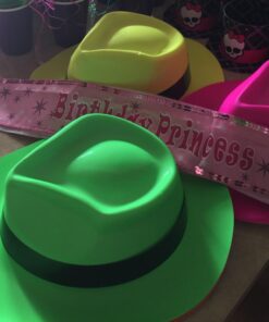 Alternative view of Fun Express Neon Color Plastic Gangster Hats for Party - Apparel Accessories - Hats - Party Hats - Party - 12 Pieces 1