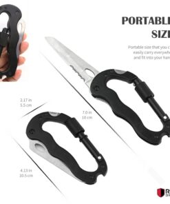 RED SHIELD 5-in-1 Survival Tool Keychain. Multitool Includes Slotted & Phillips Screwdriver, Bottle Opener, Blade Carabiner Aluminum Frame, Stainless Steel Locking Liner & Latch. Hang Keys. 9 61HZktGVQbL