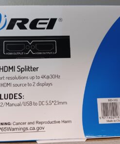 OREI HDMI Splitter 1 in 2 Out - 1x2 HDMI Display Duplicate/Mirror - Powered Splitter Full HD 1080P, 4K @ 30Hz (One Input To Two Outputs) - USB Cable Included - 1 Source to 2 Identical Displays 44 61HZqL1ljbL