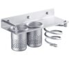 Cavoli Hair Blow Dryer Holder Wall Mounted,Space Aluminum, Nail free glue/Drilling screw, Bathroom Hanging Rack Organizer with 2 Cups double-cup 51 61HbKK2ypwL