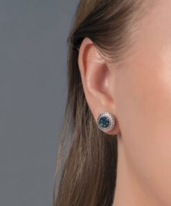 Amazon Collection Sterling Silver Diamond Accent Stud Earrings Blue 11 61HcYAVWAXL