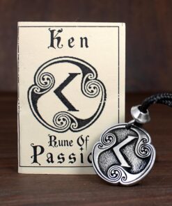 Alternative view of Pewter Ken Kenaz Kano Rune of Passion Pendant Necklace