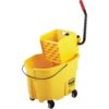 Rubbermaid Commercial Products WaveBrake 35 Qt. Side-Press Mop Bucket and Wringer Combo on Wheels, Yellow, for Professional/Industrial/Business Heavy-Duty Floor Cleaning/Mopping 72 61Hcx W9fXL