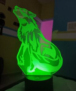 Wolf 3D Birthday Gift Illusion Night Light Beside Table Lamp, Gawell 16 Color Changing Touch Switch Decoration Lamps with Acrylic Flat & ABS Base & USB Cable & Remote Control Wolf Lover Theme Toy 30 61HcxaMoWHL