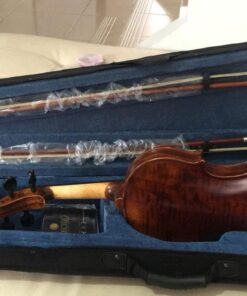 Mendini By Cecilio Violin - MV500+92D - Size 4/4 (Full Size), Black Solid Wood - Flamed, 1-Piece Violins w/Case, Tuner, Shoulder Rest, Bow, Rosin, Bridge & Strings - Adult, Kids Size: 4/4 (Full Size) 81 61HdVnJYcjL