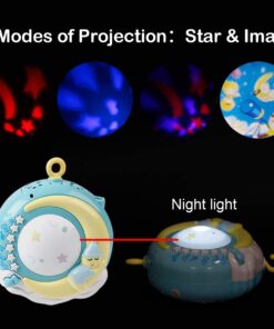 Mini Tudou Baby Musical Mobile Crib with Music and Lights, Timing Function, Projection, Take-Along Rattle and Music Box for Babies Boy Girl Toddler Sleep Blue 18 61Hg5HMLvDL