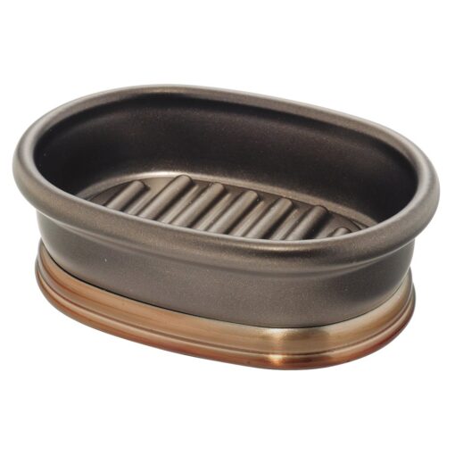 InterDesign Ashford Bar Soap Dish for Bathroom Vanities, Kitchen Sink - Bronze