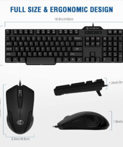 Wired Keyboard and Mouse Combo, Gofreetech Full-Size Keyboard and Mouse Combo with Optical 3 Button Mouse, USB Plug-and-Play, Compatible with Desktop, Laptop, Notebook, PC Windows 27 61HiRwo1SOL