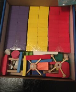 Joqutoys 600 PCS Dominoes Set for Kids, Wooden Domino Building Blocks, 6 Colors Bulk Dominoes Racing Tiles Games with Extra 26 Add-on Blocks and Storage Bag, Educational Toys for Kids Birthday Party 23 61HkSKeD5aL