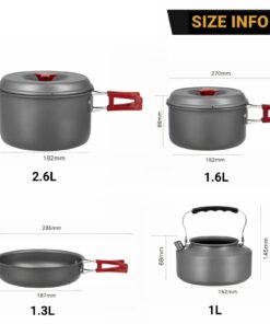 Bulin 24/13/11/8/4 PCS Camping Cookware Mess Kit Lightweight Backpacking Cooking Set Outdoor Cook Gear for Family Hiking, Picnic(Kettle, Pot, Frying Pan, Bowls, Plates, Spoon) 13 PCS 32 61HnnnBp7gL