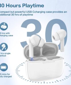 Wireless Earbuds Bluetooth Headphones with 30H Cycle Playtime Built-in Mic Stereo Earphones Sound IP67 Waterproof Sports Headsets Air Buds Pro Touch Control Smart Pop-up Auto Pairing 11 61HoDzdtkHL