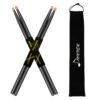 Donner Drum Sticks, 5A Drumsticks Classic Maple Wood Black Drumsticks With Storage Bag, 2 Pairs 31 61HpQl1mieL