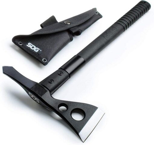 SOG Tactical Tomahawk- Throwing Hatchet, Versatile Survival Tactical Axe and Emergency Breaching Tool with Sheath (F01TN-CP)