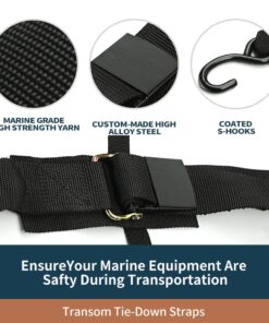 Alternative view of Seamander [Boat] Tie Down Transom [Strap] s - Marine Grade Heavy Duty 2" x 4ft Adjustable for Trailing - [Boat] [Trailer] Accessories for [Boat] ing Safety 2 inch x 4 feet S-Hooks