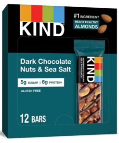 KIND Bars, Dark Chocolate Nuts and Sea Salt, Healthy Snacks, Gluten Free, Low Sugar, 6g Protein, 12 Count 14 Ounce (Pack of 12) 24 61Hv4 058LL