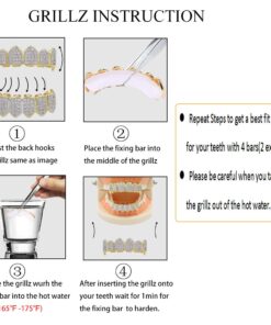 TOPGRILLZ Grills for Your Teeth Hip Hop 8 Teeth Gold Grillz for Men Women Top Bottom Fang 18K Gold Plated Rugged Rapper Costume gold&silver 19 61HvCJBpFjL