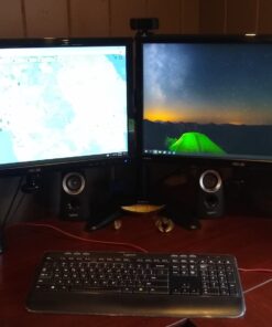 VIVO STAND-V002F Dual LED LCD Monitor Free-Standing Desk Stand for 2 Screens up to 27 Inch Heavy-Duty Fully Adjustable Arms with Max VESA 100x100mm 13" - 27" screens Black 38 61HwMF WghL