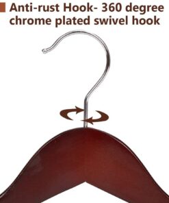 JS HANGER Wooden Suit Hangers, 6 Pack Extra-Wide Shoulder Wood Coat Hangers with Non Slip Pant Bar, Extra Smooth and Splinter Free Walnut Finish 19 61HyPz9e0yL