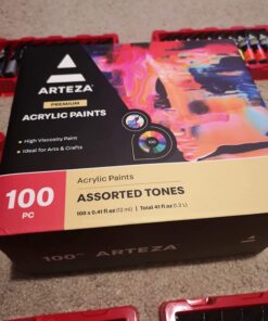 Arteza Acrylic Paint Set, 100 Colors, 0.41 fl Oz /12ml Tubes of Craft Paint, Heavy-Body, Glossy Finish, Colorful Addition to Your Art Supplies 100 x 12ml (0.41 fl oz) Craft 57 61HyUEFxIOL