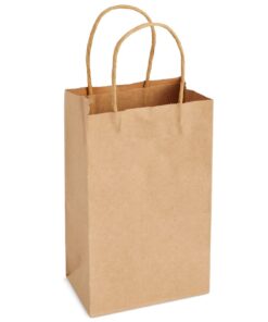 Juvale 24-Pack Small Gift Bags with Handles, 5.3x3x8.5 Inch Bulk Kraft Paper Material Brown Bags, Use for Birthday Party Favors, Reusable Grocery, Retail Shopping, Business, Goodies 5.3 x 3 x 8.5 (Pack of 24) 22 61Hys8XStHL